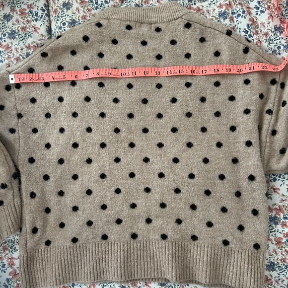 H&M | Tan & Black Polka Dot Mock Neck Slouchy Lounge Sweater - Picture 11 of 12